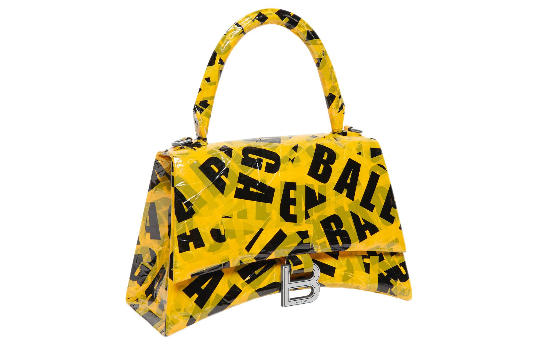 Сумка женская Balenciaga Hourglass Top Handle Small Tape желтая