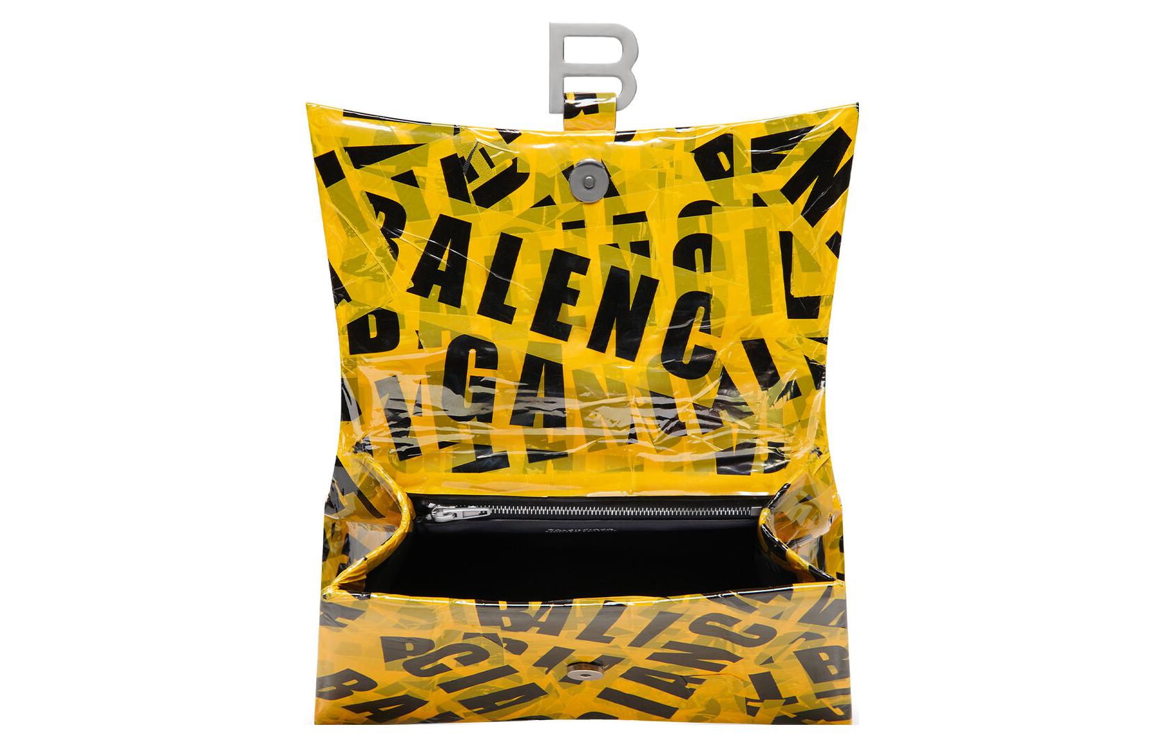 Сумка женская Balenciaga Hourglass Top Handle Small Tape желтая