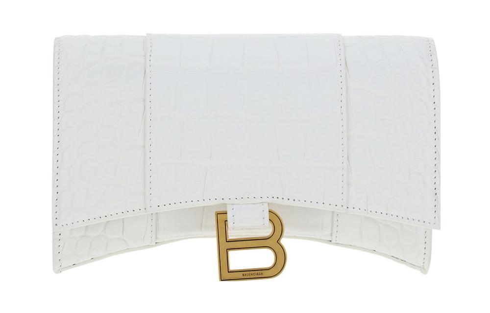 Женские кошельки Balenciaga Wallet On Chain белые, золотые