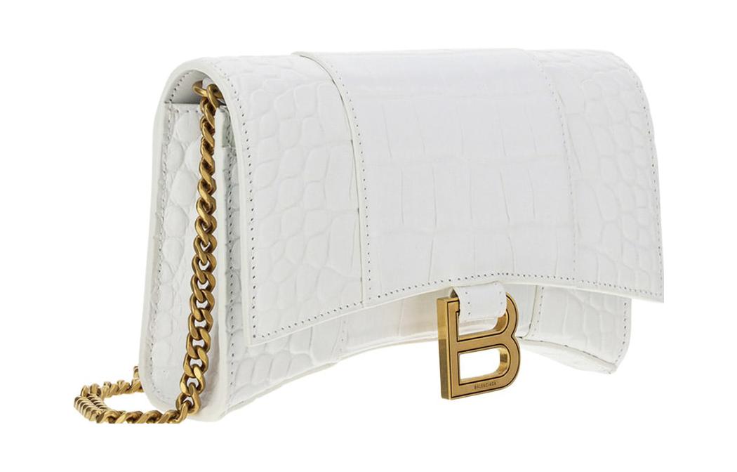 Женские кошельки Balenciaga Wallet On Chain белые, золотые