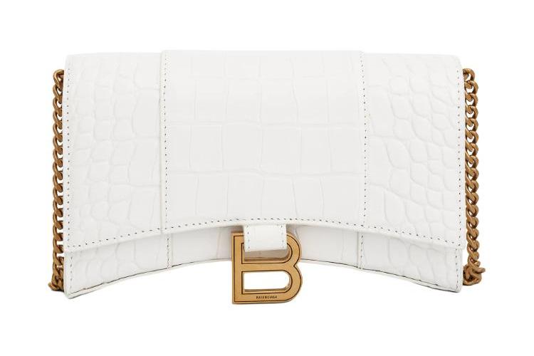 Женские кошельки Balenciaga Wallet On Chain белые, золотые