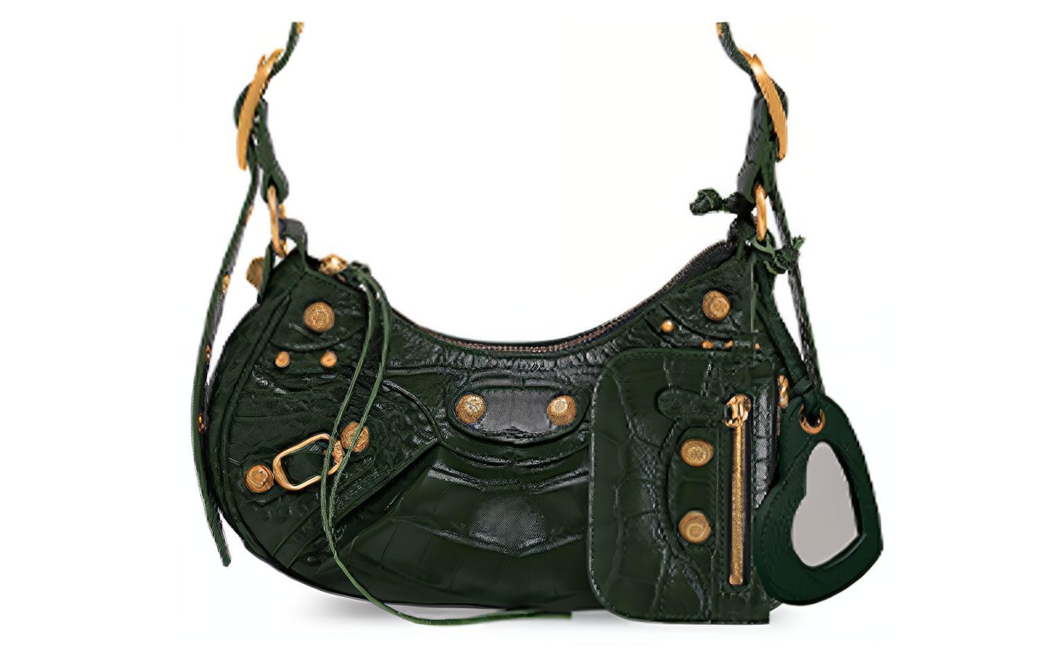 Сумка женская Balenciaga Cagole зеленая-золотая