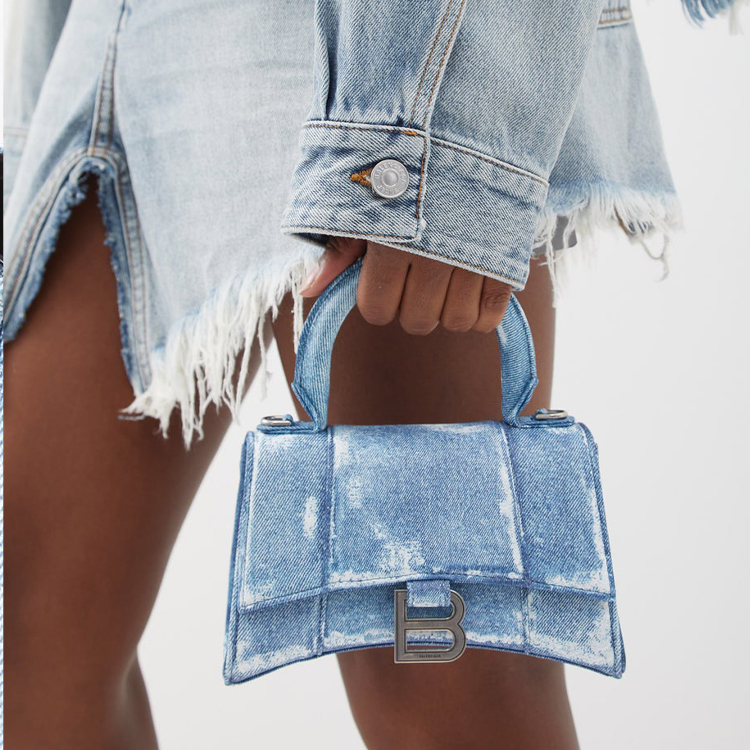 Сумка женская Balenciaga Hourglass Denim XS синего цвета