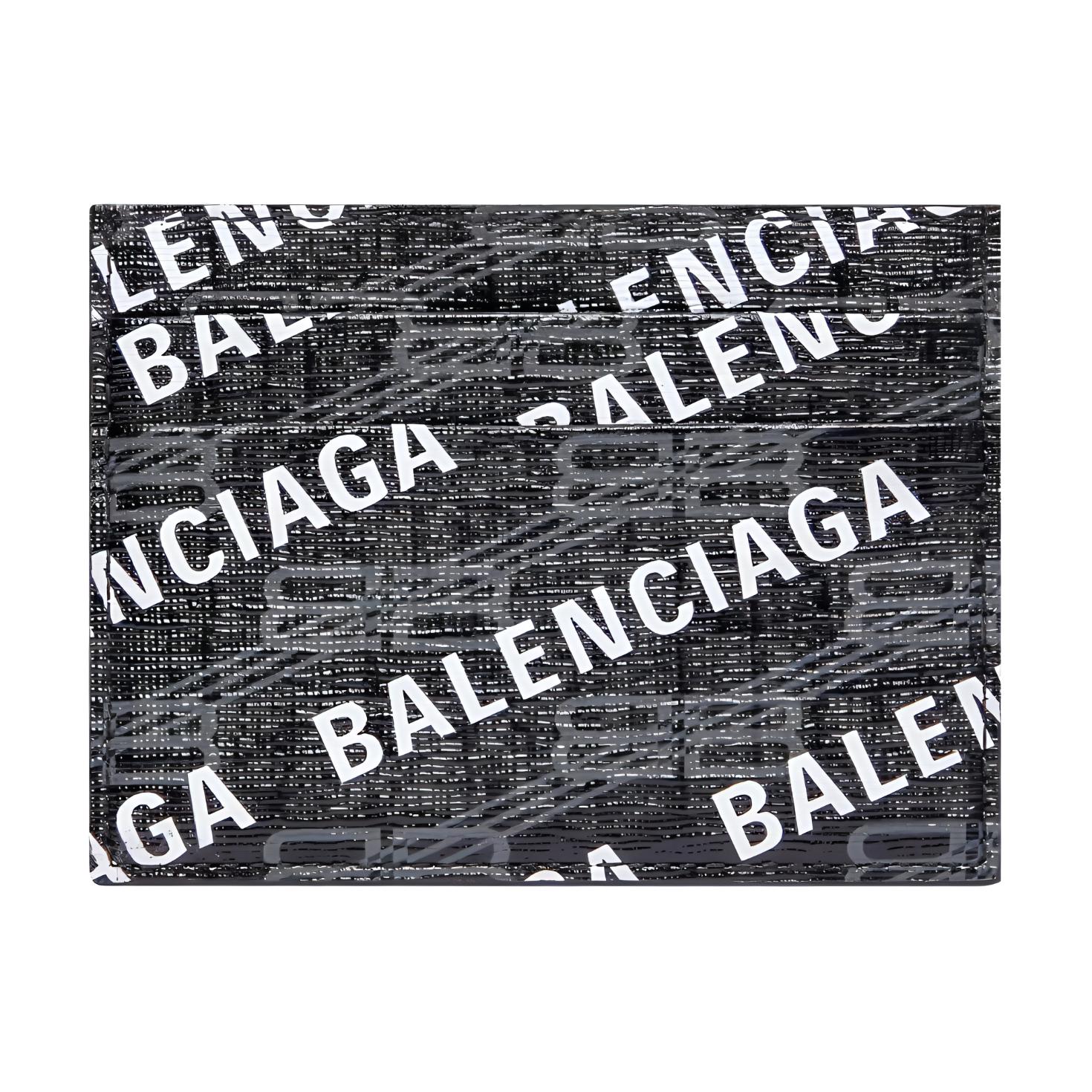 Кредитница мужская Balenciaga BB MONOGRAM SIGNATURE черно-белая