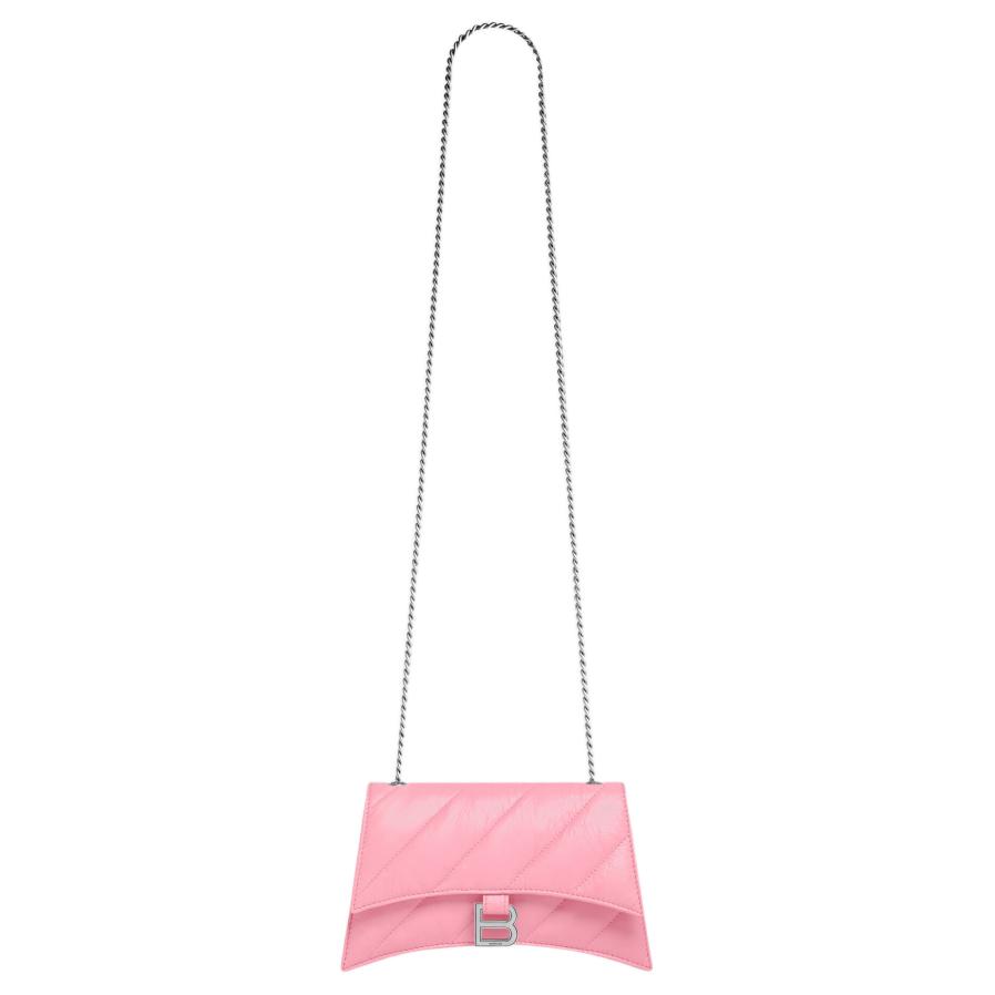 Сумка женская Balenciaga Crush Chained Wallet розовая-серебристая
