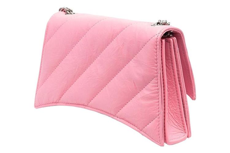 Сумка женская Balenciaga Crush Chained Wallet розовая-серебристая
