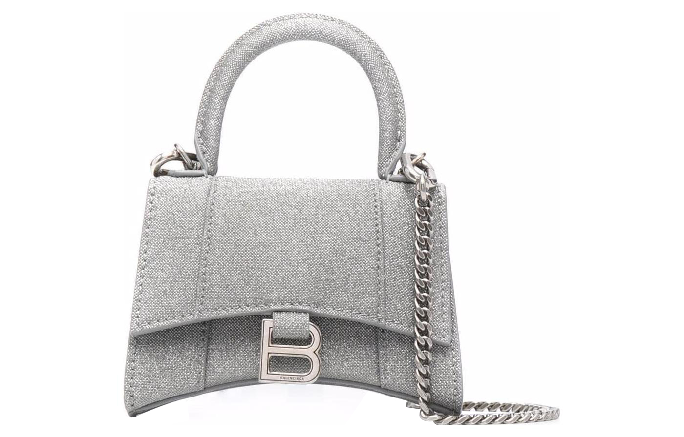 Сумка женская Balenciaga Hourglass Mini серебристая