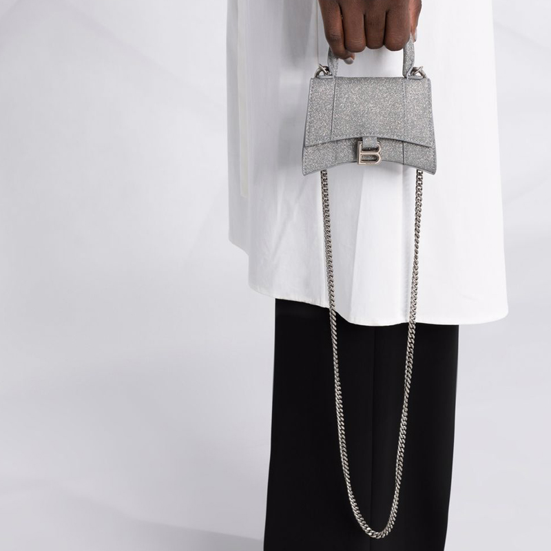 Сумка женская Balenciaga Hourglass Mini серебристая