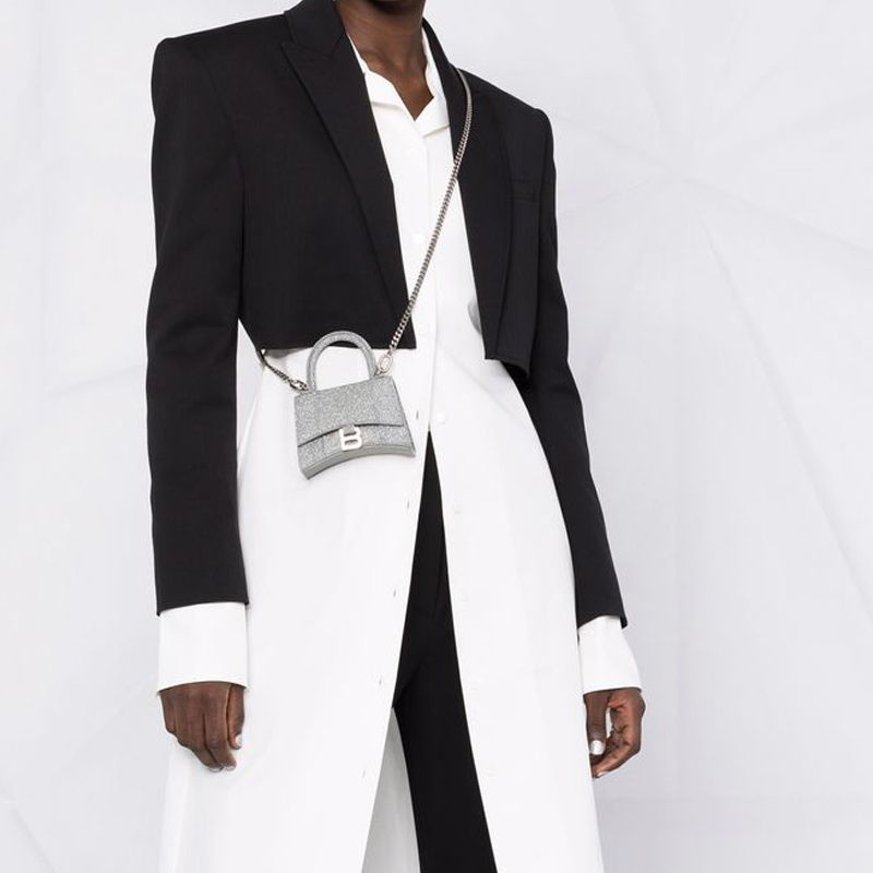 Сумка женская Balenciaga Hourglass Mini серебристая