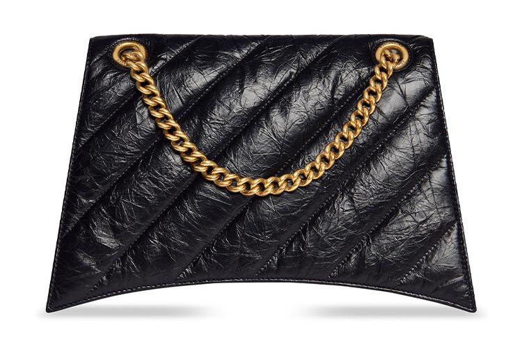 Сумка женская Balenciaga Crush Medium Shoulder Bag черная-золотая