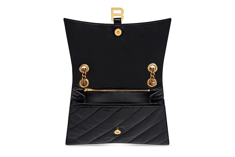 Сумка женская Balenciaga Crush Medium Shoulder Bag черная-золотая