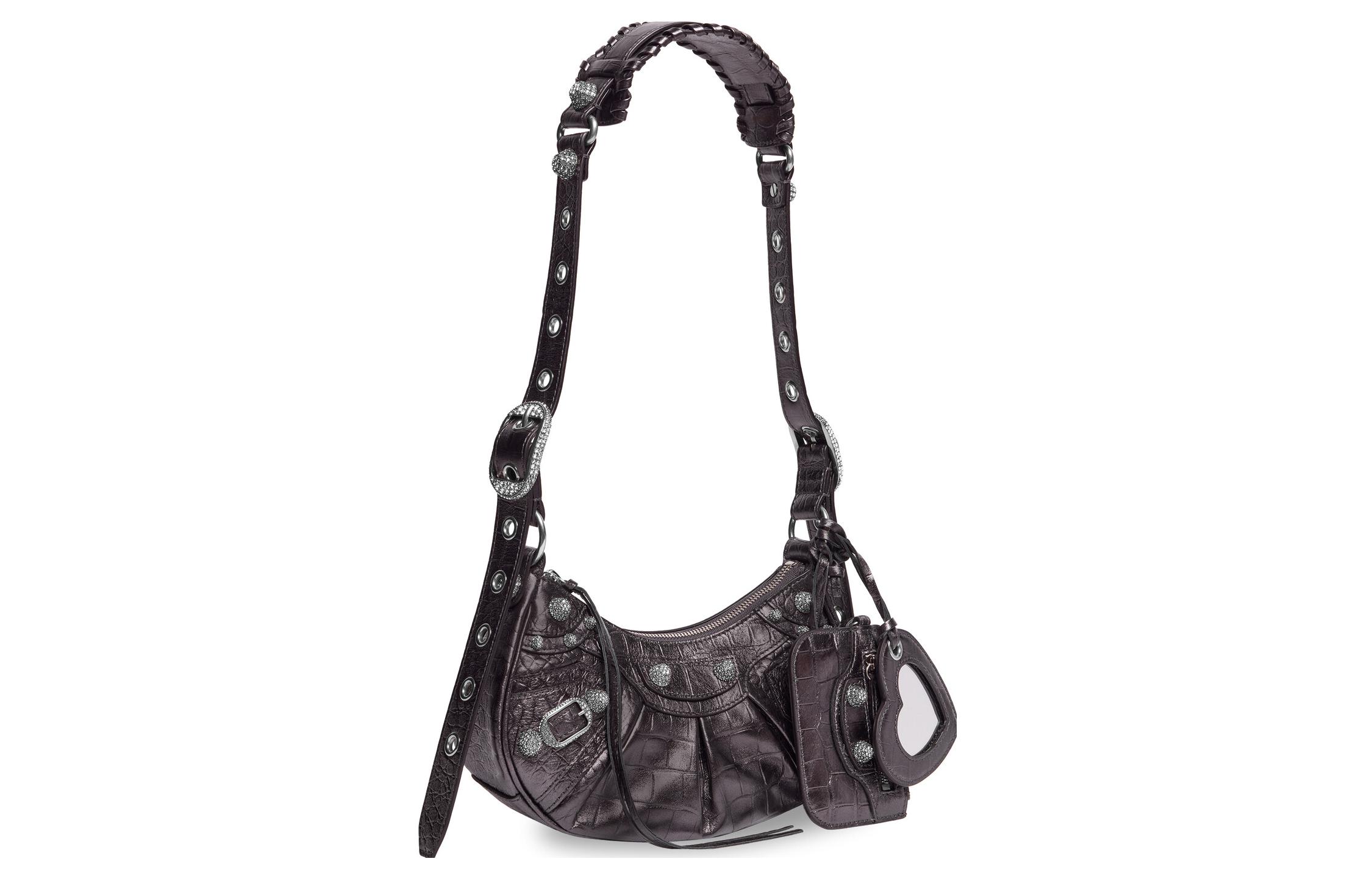 Сумка женская Balenciaga Le Cagole Embossed темно-серая