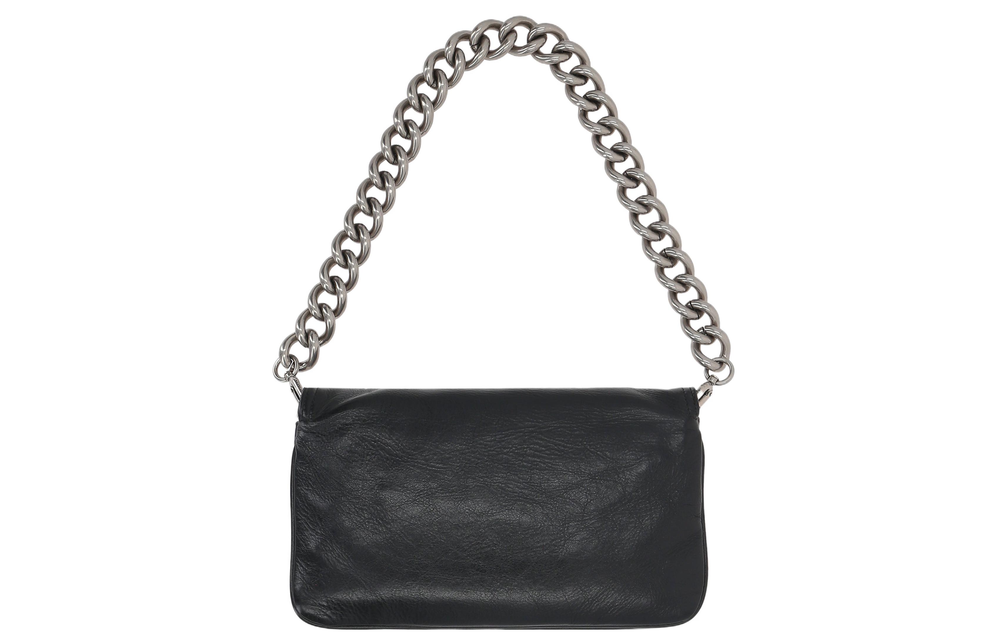 Сумка женская Balenciaga Flap Bb Soft Medium черная-серебристая