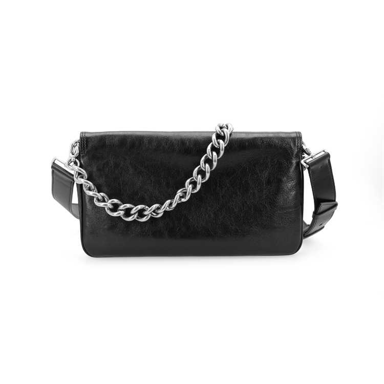 Сумка женская Balenciaga Flap Bb Soft Medium черная-серебристая