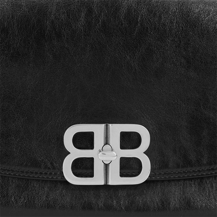 Сумка женская Balenciaga Flap Bb Soft Medium черная-серебристая