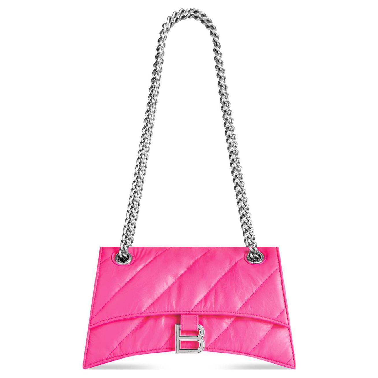 Сумка женская Balenciaga Small Crush стеганая, pink-silver