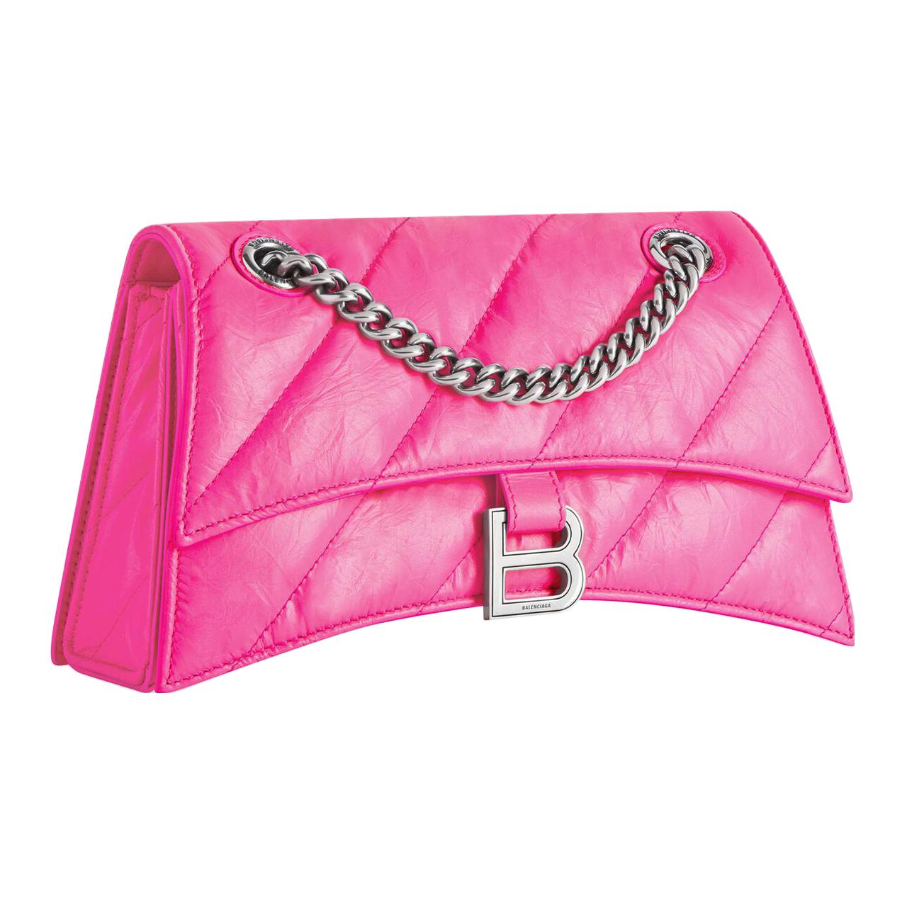 Сумка женская Balenciaga Small Crush стеганая, pink-silver