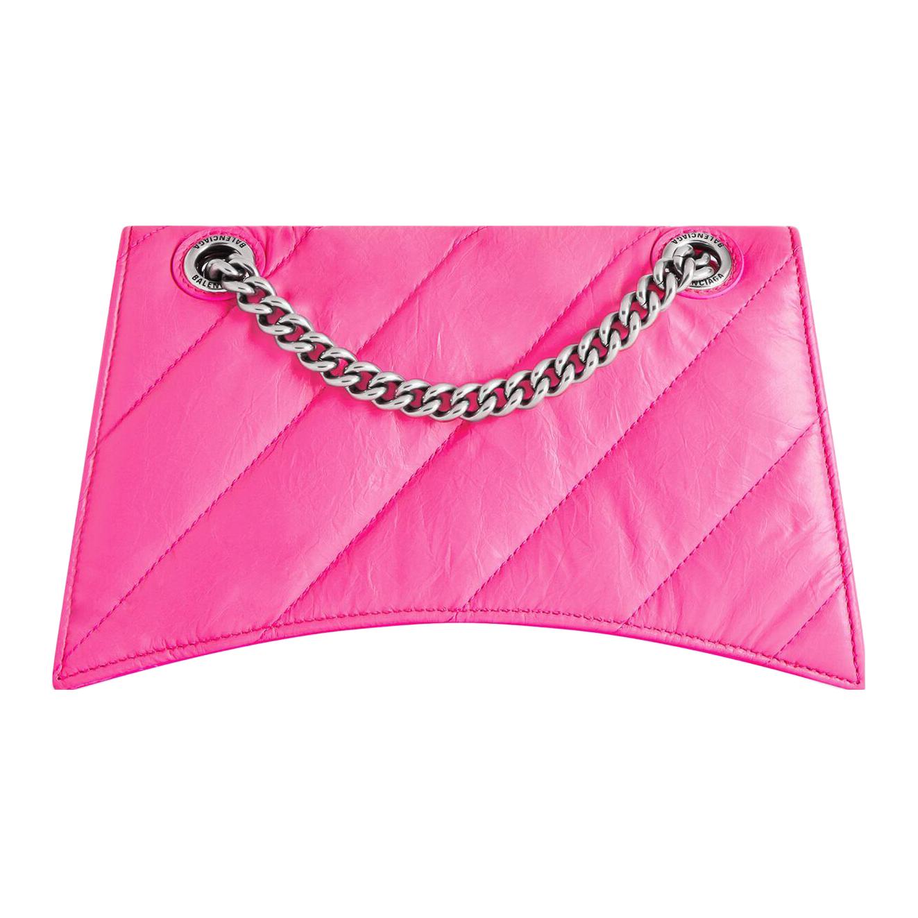 Сумка женская Balenciaga Small Crush стеганая, pink-silver