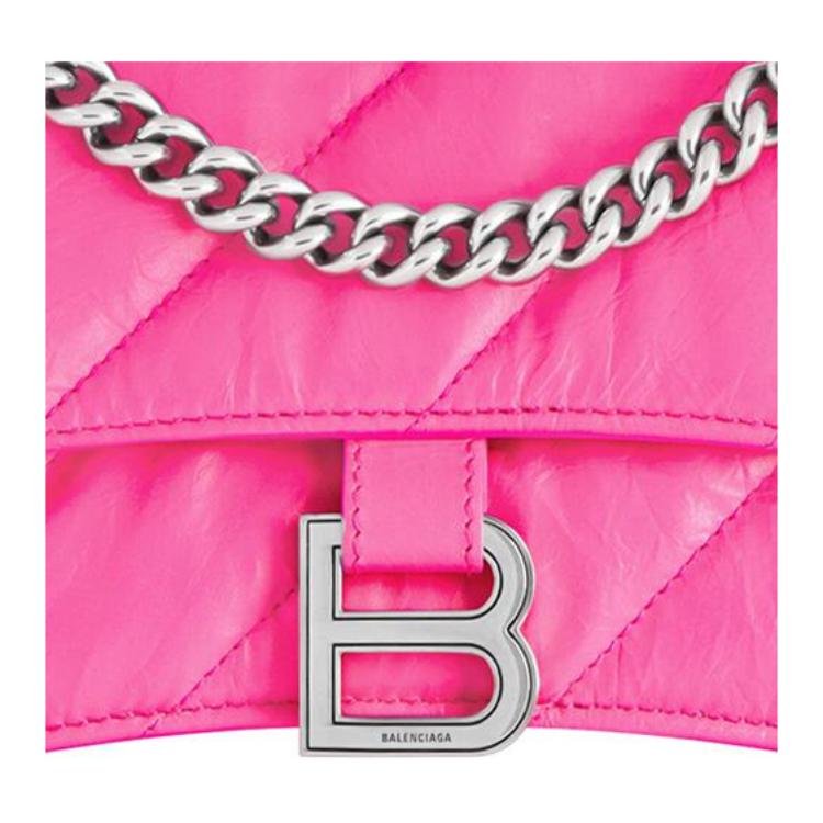 Сумка женская Balenciaga Small Crush стеганая, pink-silver