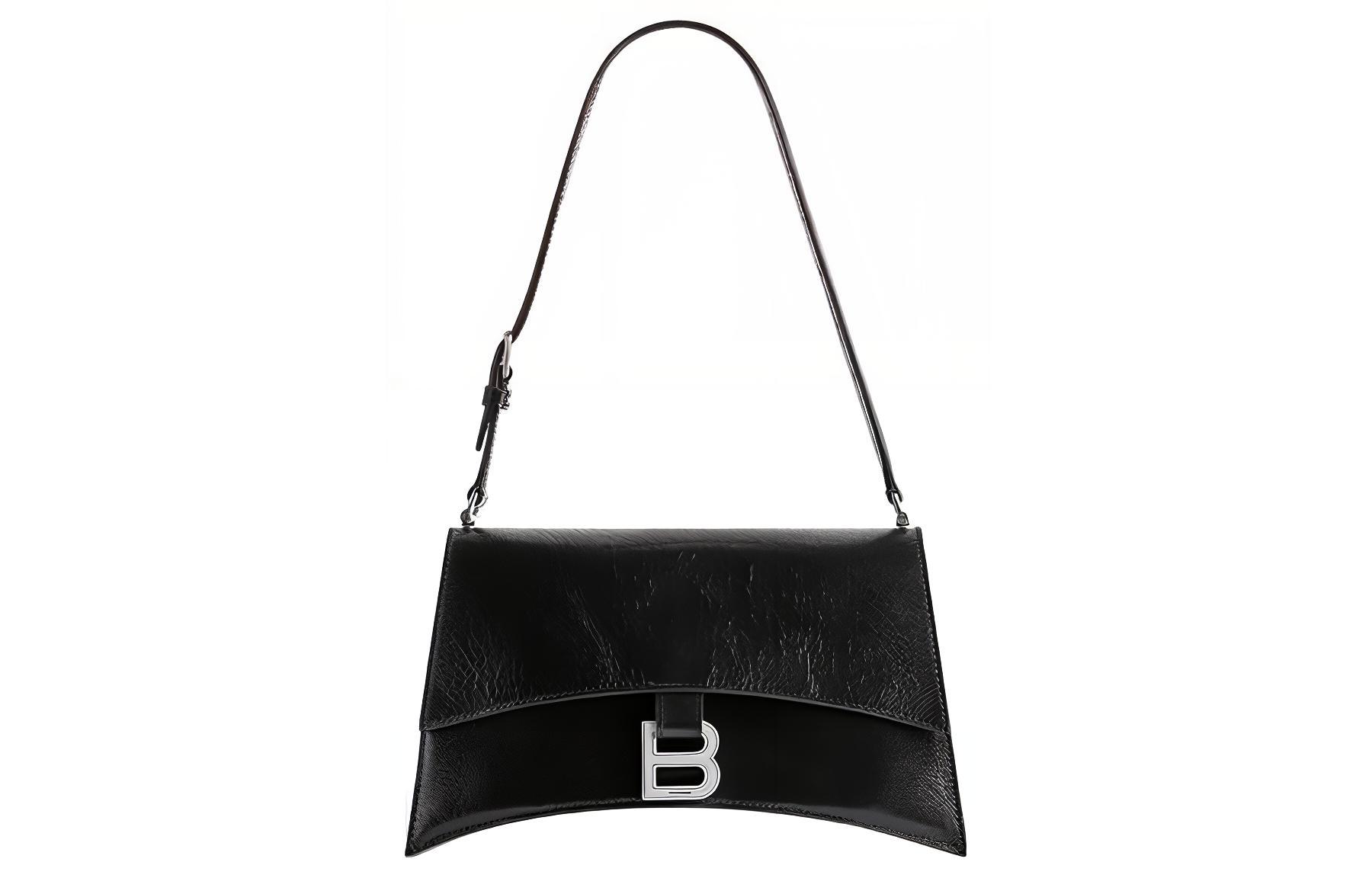 Сумка женская Balenciaga Crush Sling черная-серебристая