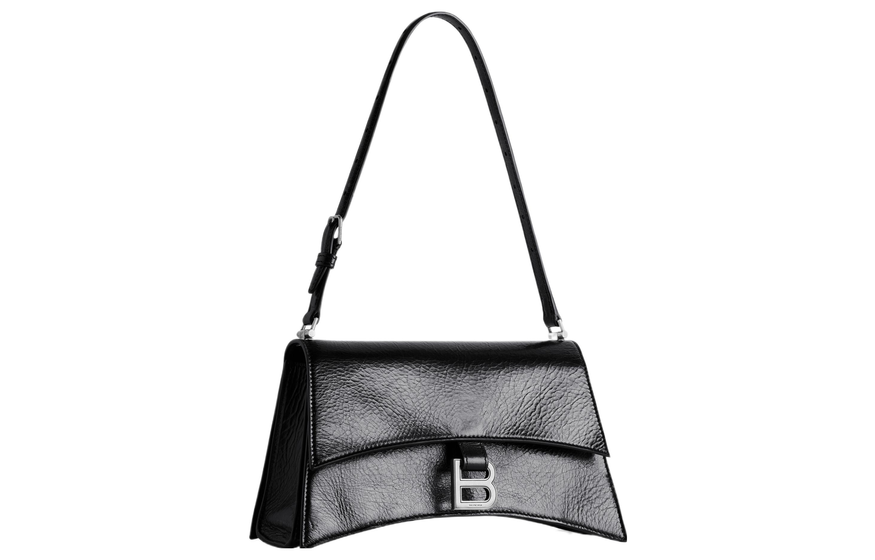 Сумка женская Balenciaga Crush Sling черная-серебристая