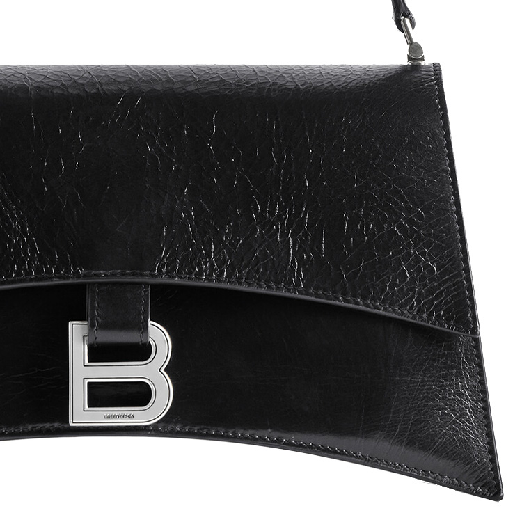 Сумка женская Balenciaga Crush Sling черная-серебристая