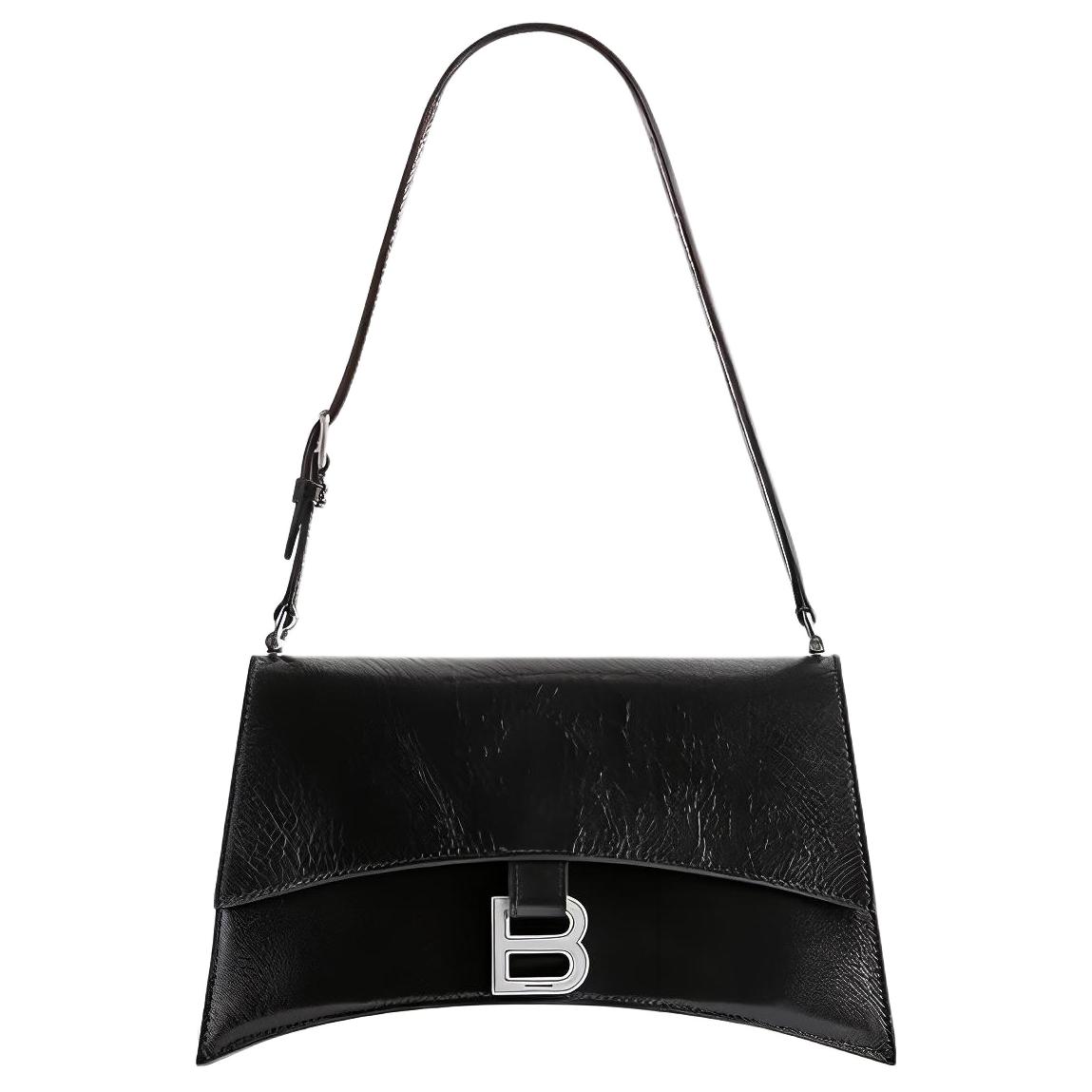 Сумка женская Balenciaga Crush Sling черная-серебристая