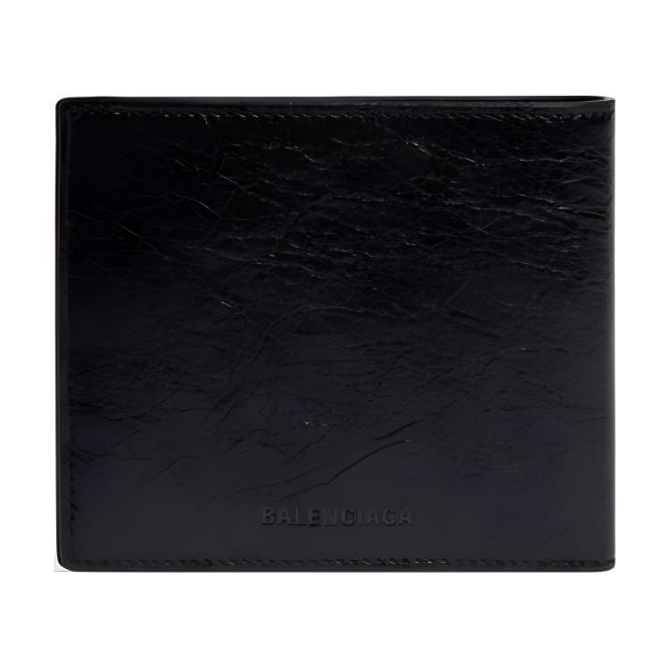 Кошелек мужской Balenciaga Le Cagole Squared Open Fold черный-серебристый