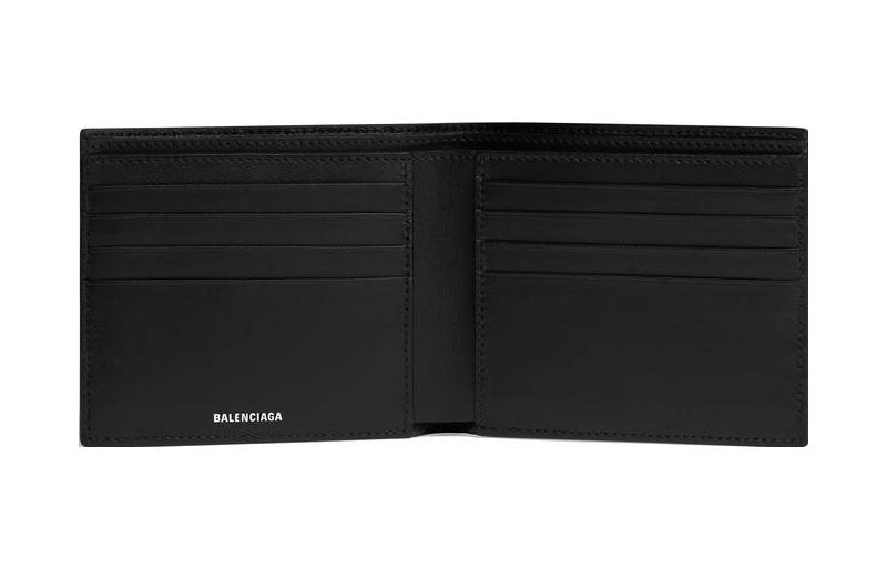 Кошелек мужской Balenciaga Le Cagole Squared Open Fold черный-серебристый