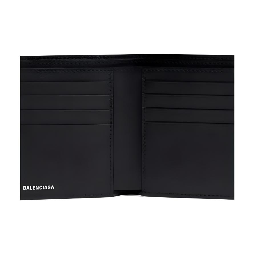 Кошелек мужской Balenciaga Le Cagole Squared Open Fold черный-серебристый