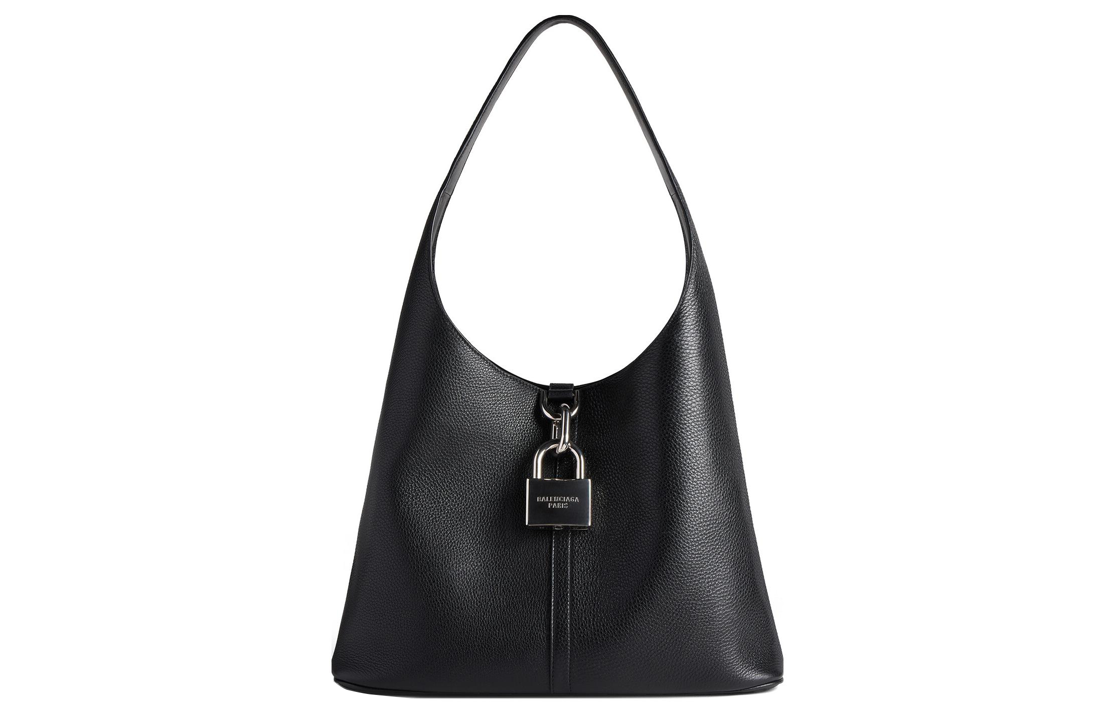 Сумка женская Balenciaga Locker Medium North South черная-серебристая