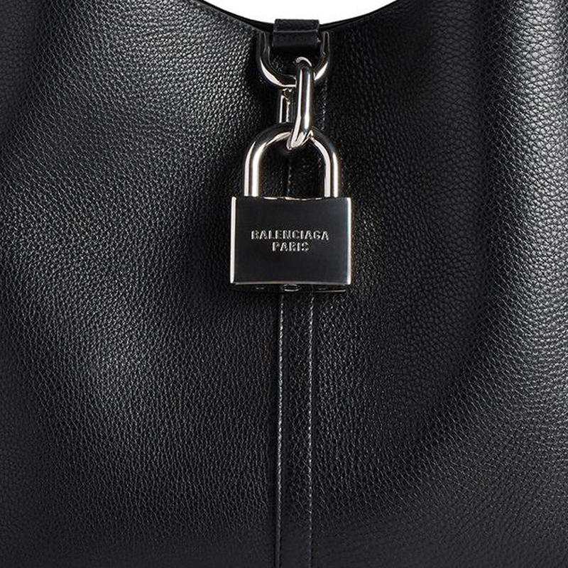 Сумка женская Balenciaga Locker Medium North South черная-серебристая