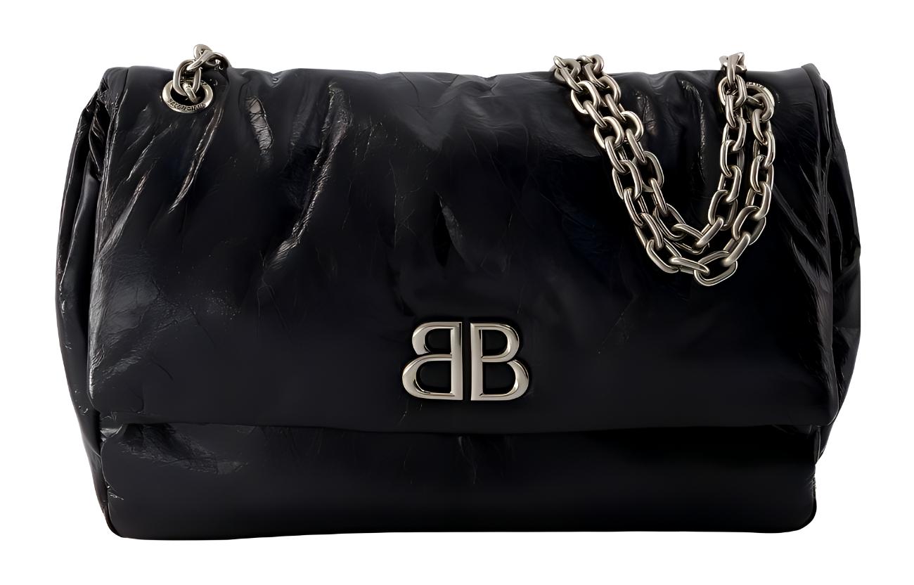 Сумка женская Balenciaga Monaco Chain черная-серебристая