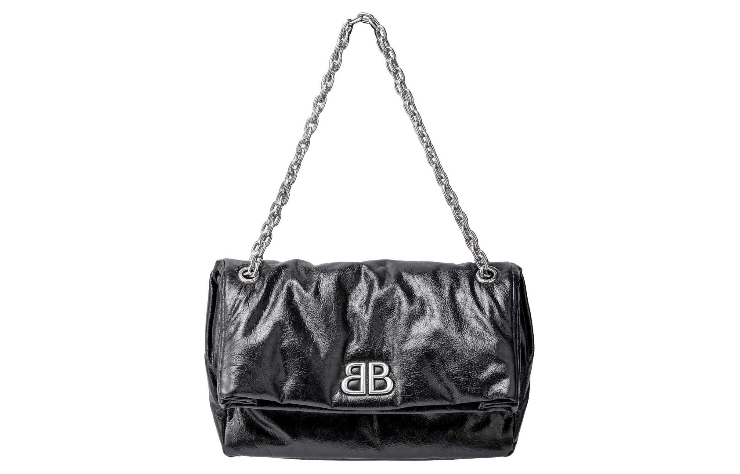 Сумка женская Balenciaga Monaco Chain черная-серебристая