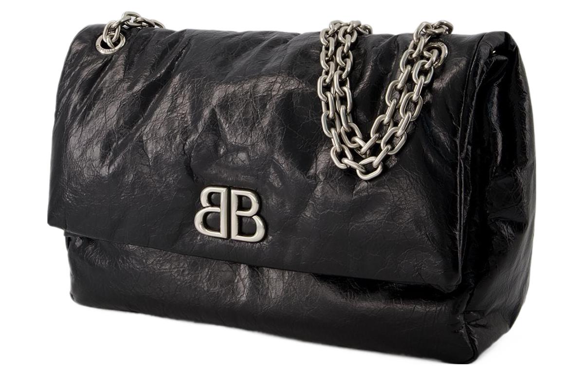 Сумка женская Balenciaga Monaco Chain черная-серебристая