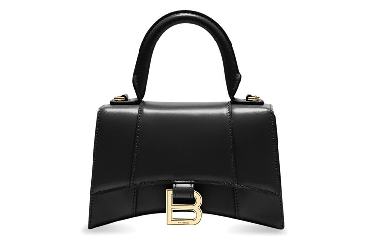 Сумка женская Balenciaga Hourglass Small Top Handle черная-золотая
