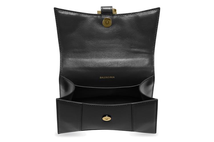 Сумка женская Balenciaga Hourglass Small Top Handle черная-золотая
