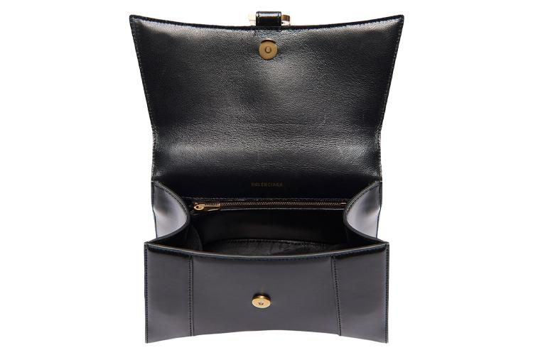 Сумка женская Balenciaga Hourglass Small Top Handle черная-золотая