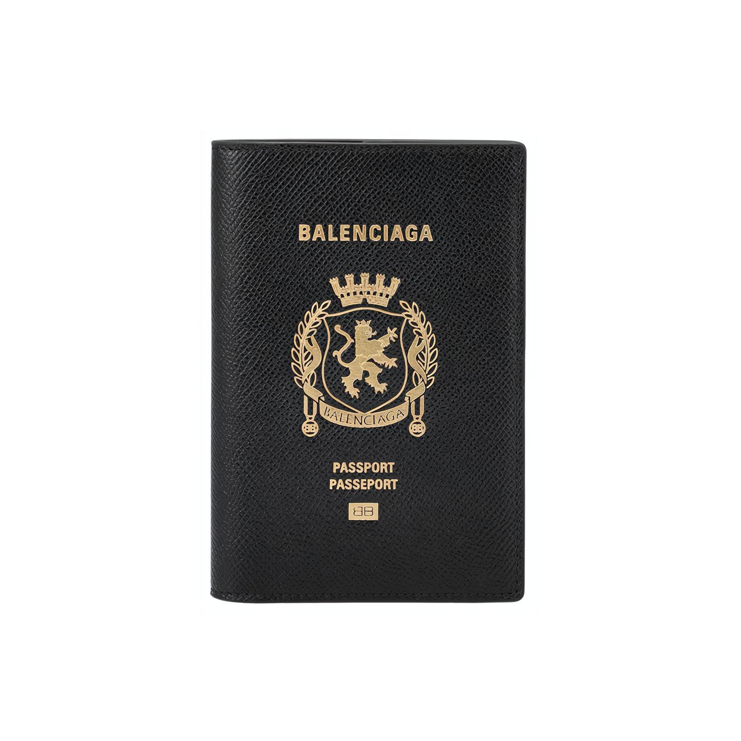 Обложка для паспорта мужская Balenciaga 7877422AA3R1000 черная-золотая