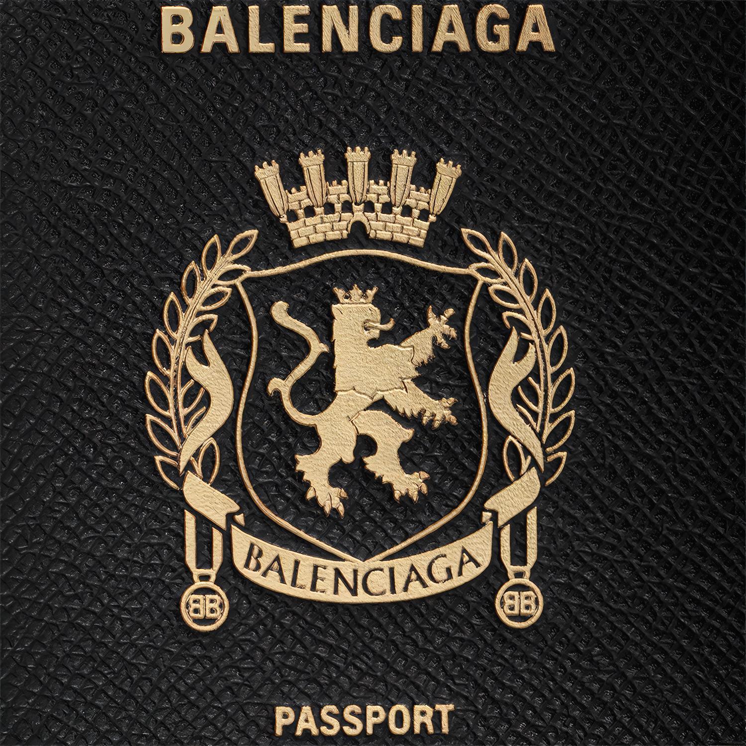 Обложка для паспорта мужская Balenciaga 7877422AA3R1000 черная-золотая