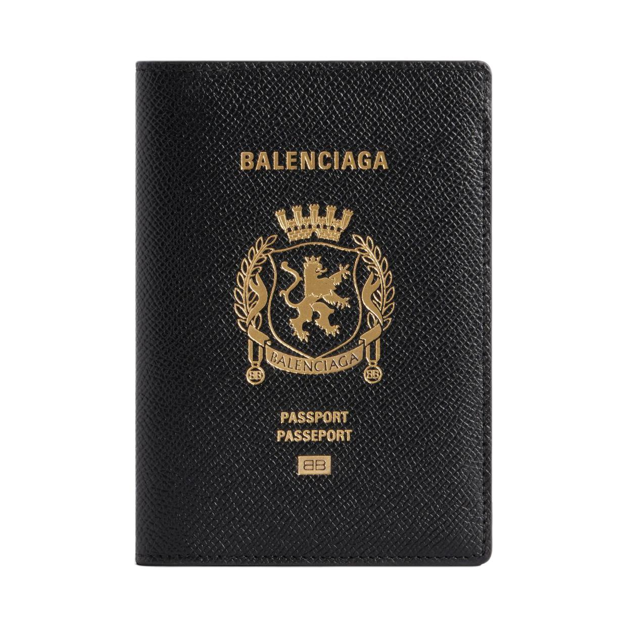 Обложка для паспорта мужская Balenciaga 7877422AA3R1000 черная-золотая