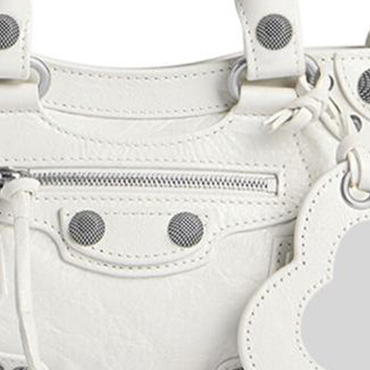 Сумка женская Balenciaga Le Cagole Small Panier Tote Bag бело-серая