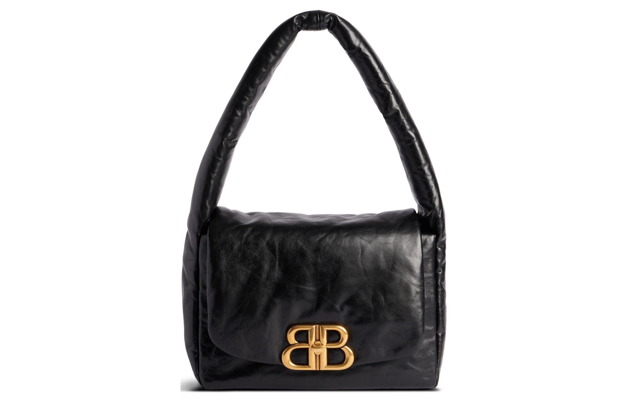 Сумка женская Balenciaga Monaco Small Sling Bag черная-золотая