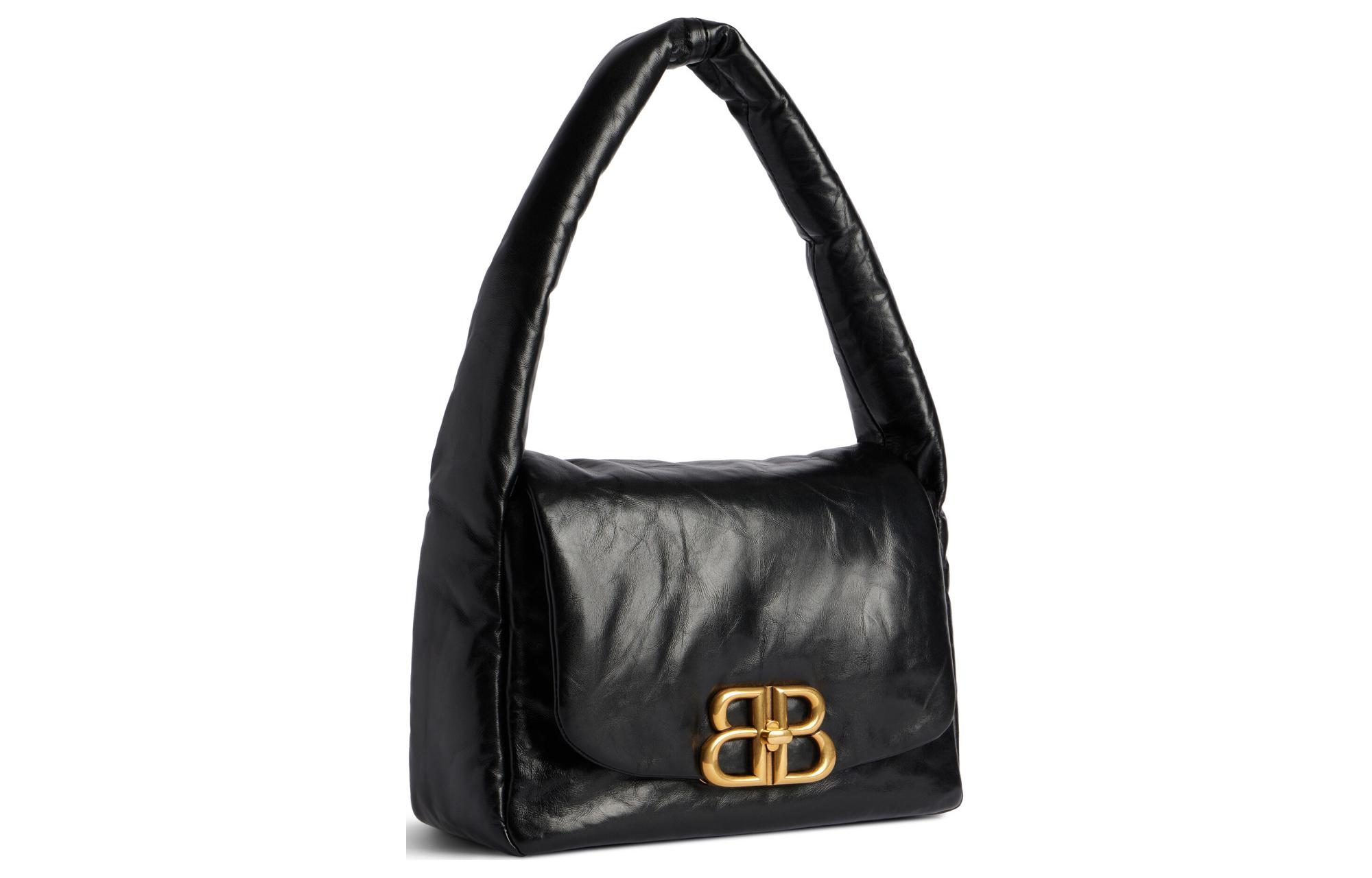 Сумка женская Balenciaga Monaco Small Sling Bag черная-золотая