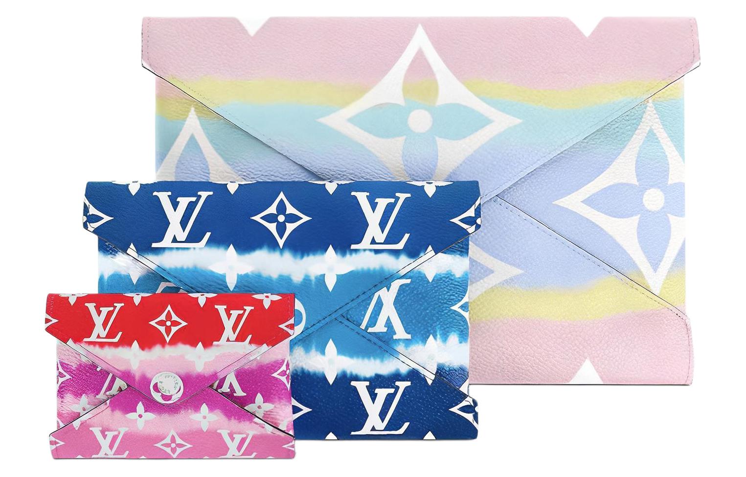 Сумка женская LOUIS VUITTON Pochette Kirigami Lv Escale пастельная/голубая/красная