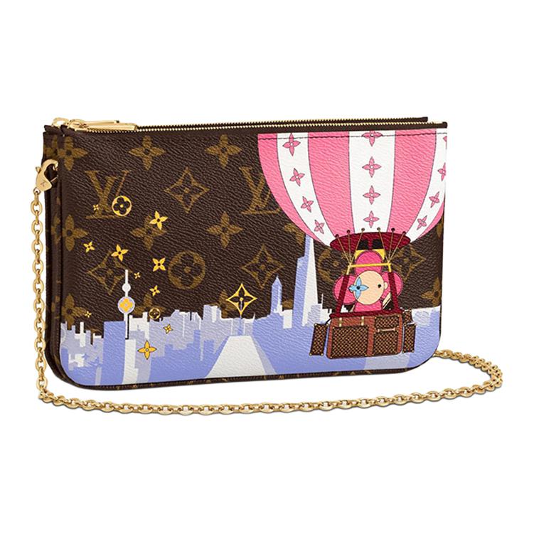 Сумка женская LOUIS VUITTON Pochette Double Zip Monogram pink lining