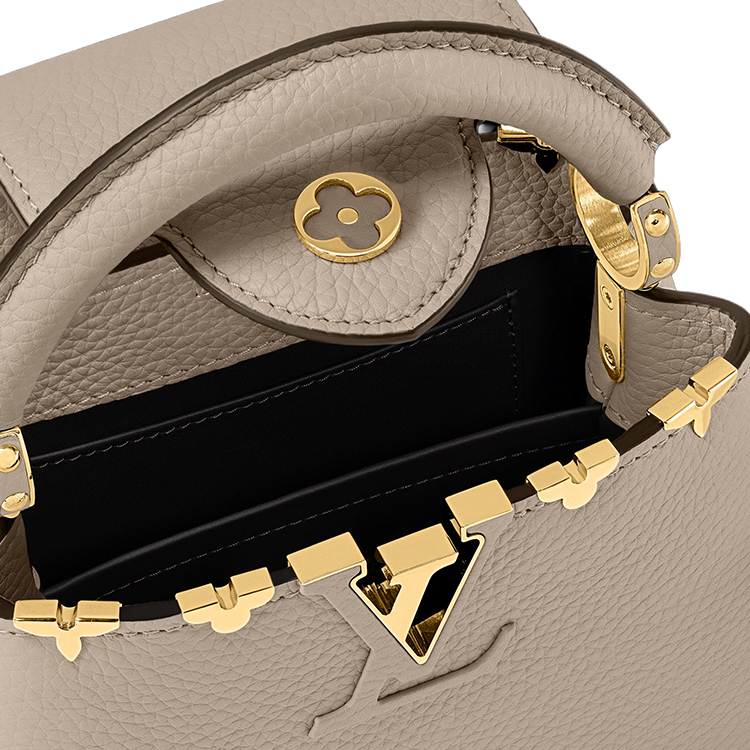 Сумка женская LOUIS VUITTON Capucines Taurillon Leather Capson серого цвета