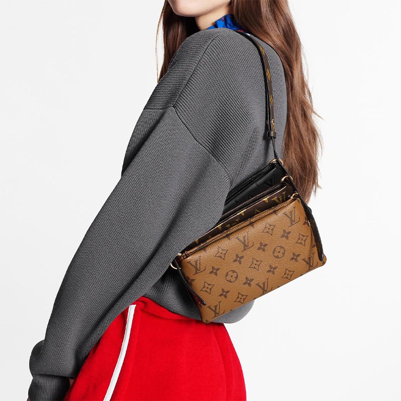 Клатч женский LOUIS VUITTON Lv3 коричневый, карамельный, черный