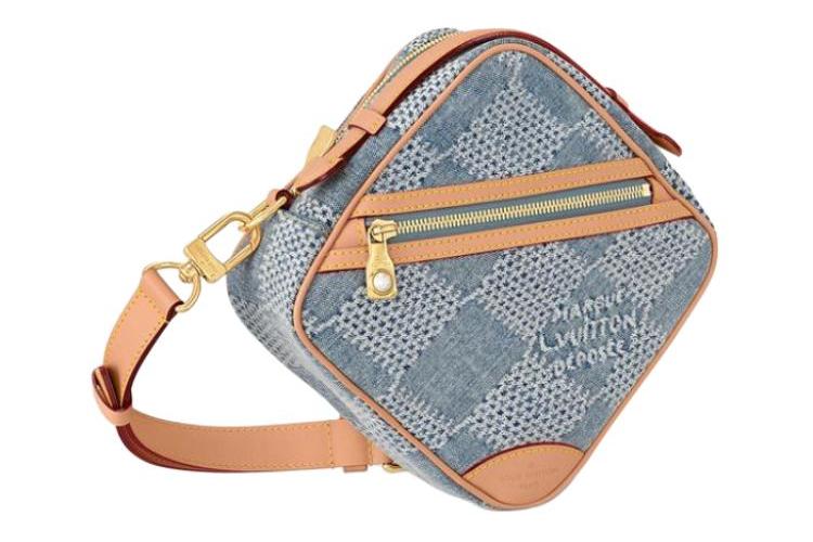 Сумка женская LOUIS VUITTON Chess Messenger Damier Denim 3D синий деним