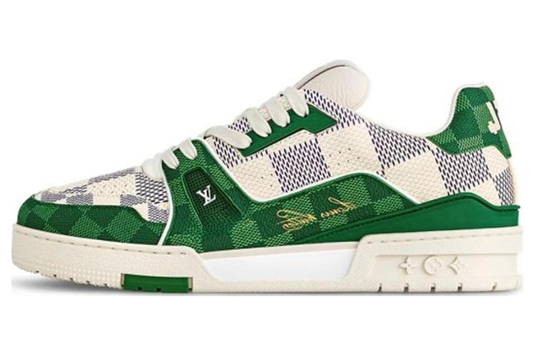 Спортивные кеды унисекс LOUIS VUITTON Trainer LV Low top белые и зелёные